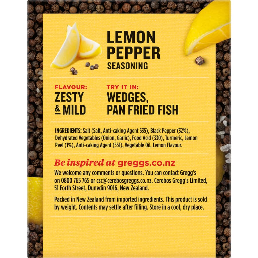 Greggs Lemon Pepper Seasoning Box 65g