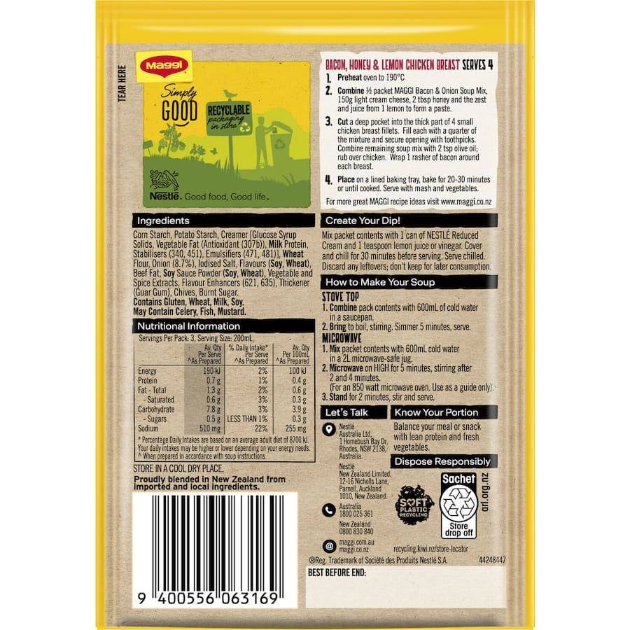 Maggi Soup Bacon & Onion Sachet 37g