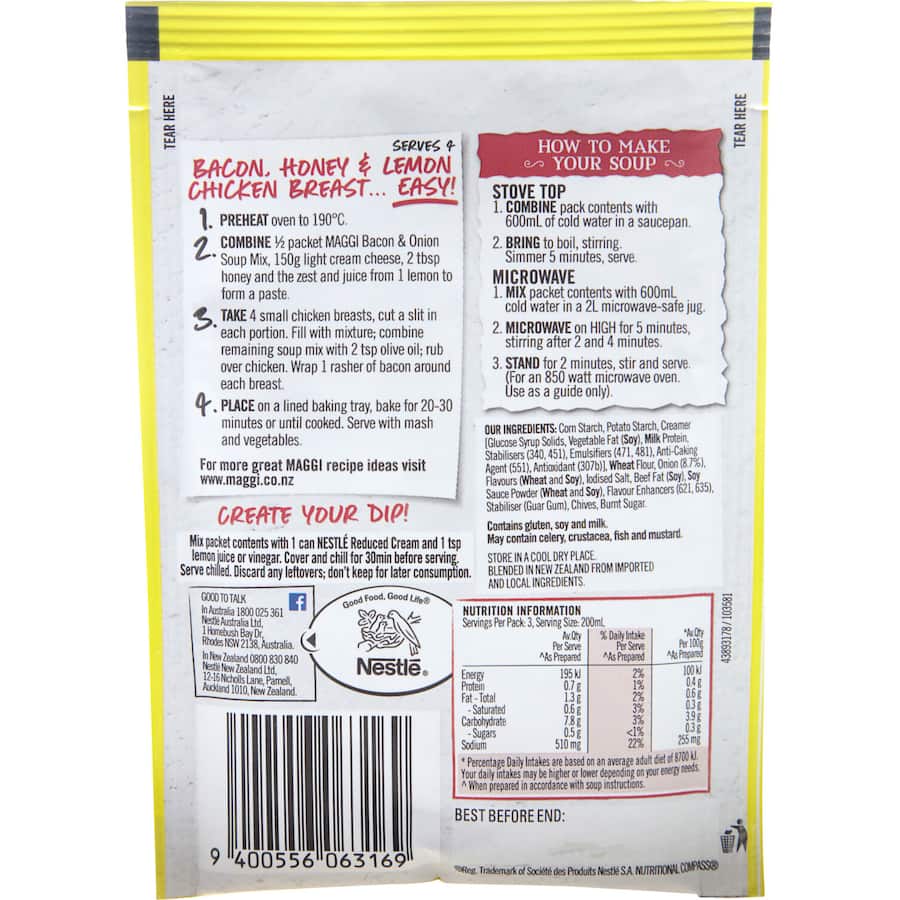 Maggi Soup Bacon & Onion Sachet 37g