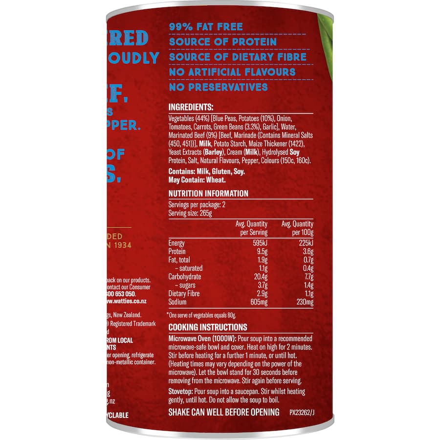 Wattie's Hearty Soup Steak Canned 535g