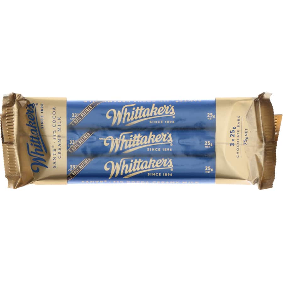 Whittakers Chocolate Bar Milk 3pk 75g
