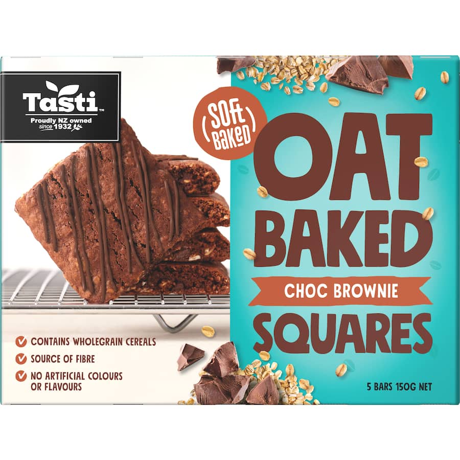 Tasti Oat Bars Choc Brownie Baked Squares 5pk 150g