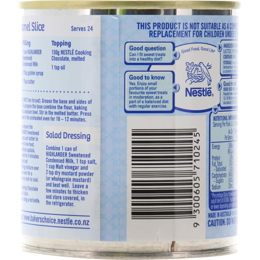Nestlé Highlander Condensed Milk Sweetened Tear tab can 395g