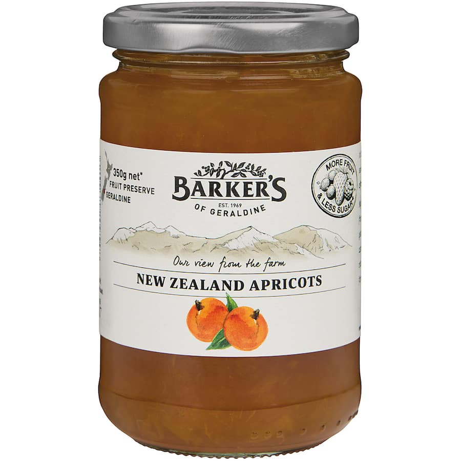 Barkers Apricot Jam NZ Fruit Jar 350g