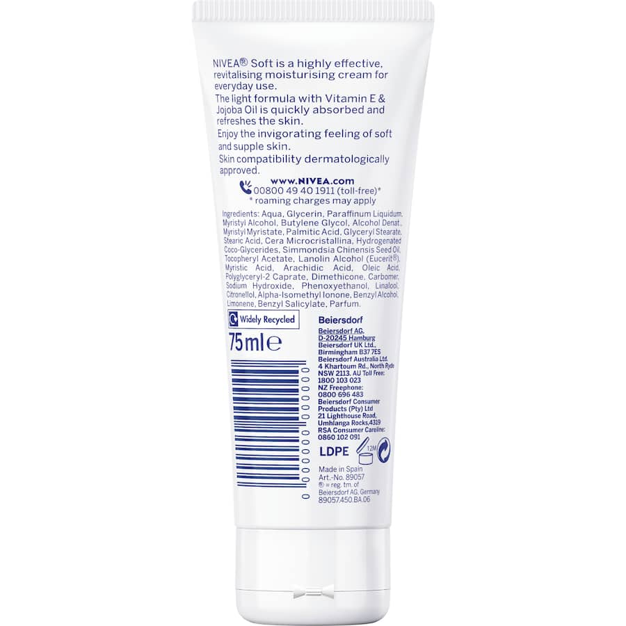 Nivea Soft Day Cream Jojoba & Vitamin E Creme Tube 75mL