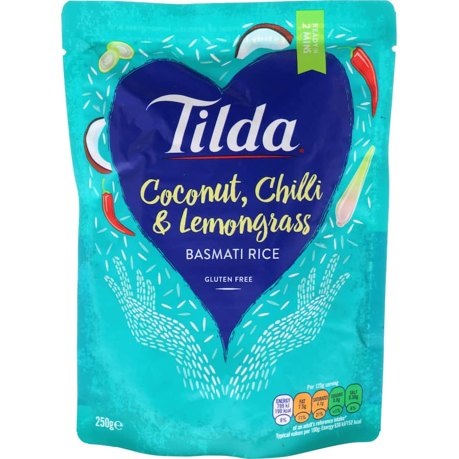 Tilda Steamed Rice Coconut Lemongrass Basmati Pouch 250g