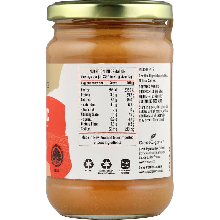 Ceres Organics Peanut Butter Smooth 300g