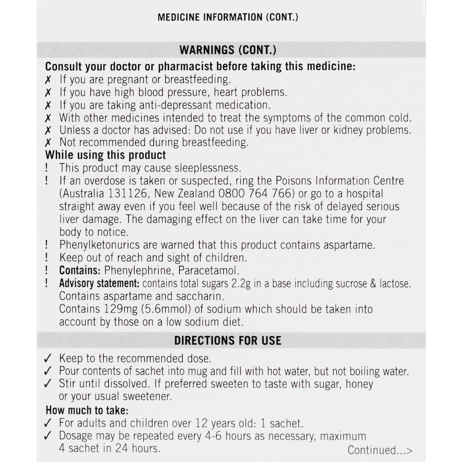 Lemsip Max Cold & Flu With Decongestant Lemon Hot Drink Sachets 10pack