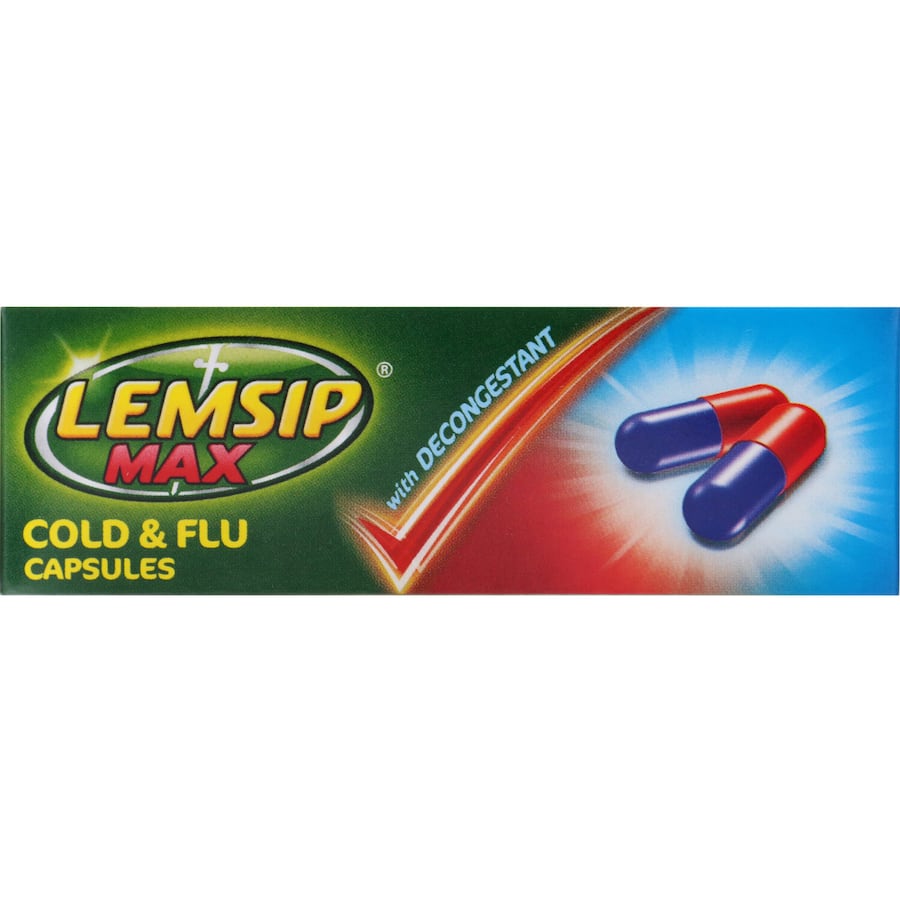 Lemsip Max Cold & Flu Medicine With Decongestant Capsules 16pack