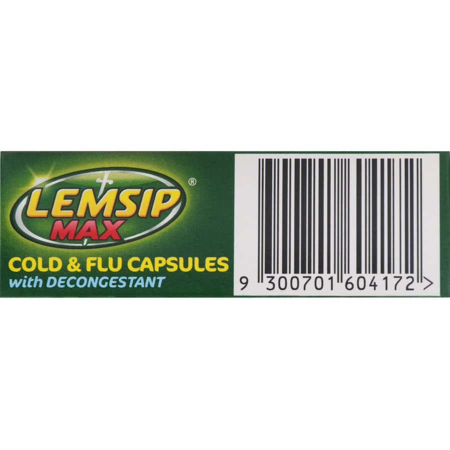 Lemsip Max Cold & Flu Medicine With Decongestant Capsules 16pack