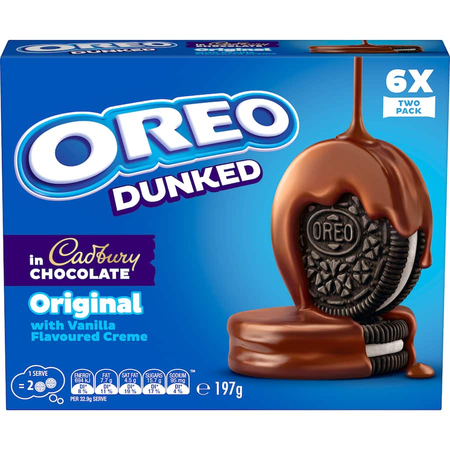 Oreo Creme Filled Biscuits Dunked In Cadbury Chocolate 197g
