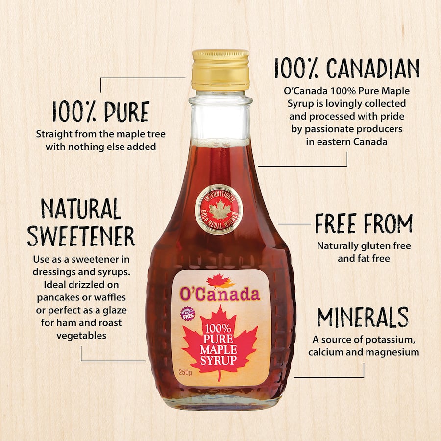 O Canada Maple Syrup 100% Pure Gluten Free Bottle 250g