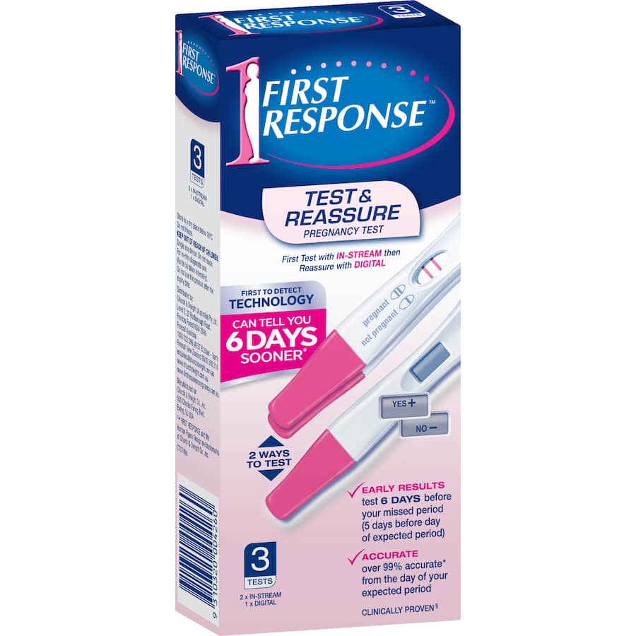 First Response Pregnancy Test Kit Test & Reassure 3pack