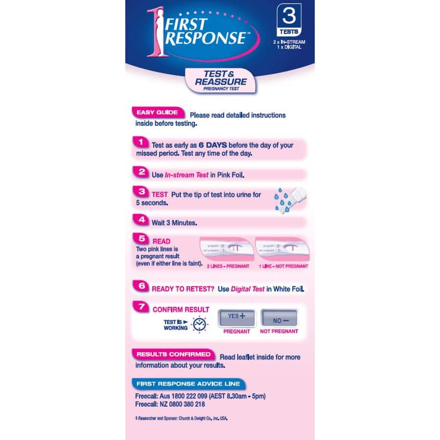 First Response Pregnancy Test Kit Test & Reassure 3pack