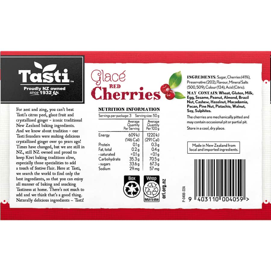 Tasti Cherries Red Glace Box 150g