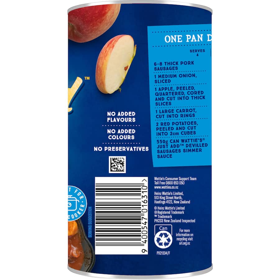Watties Just Add Simmer Sauce Devilled Sausages Can 550g