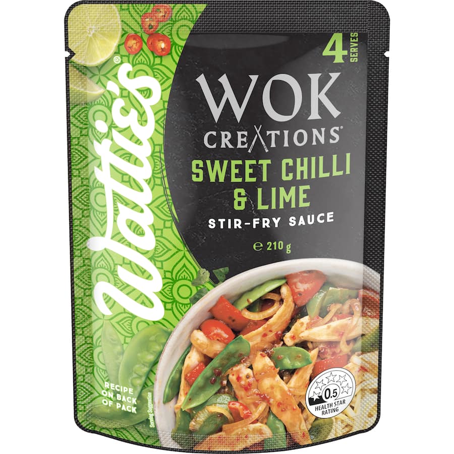 Watties Wok Creations Stir-fry Sauce Sweet Chilli & Lime Pouch 210g