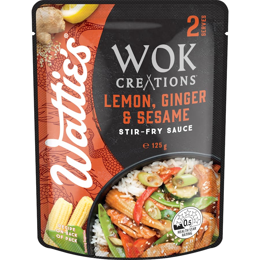 Watties Wok Creations Stir-fry Sauce Lemon, Ginger & Sesame Pouch 125g