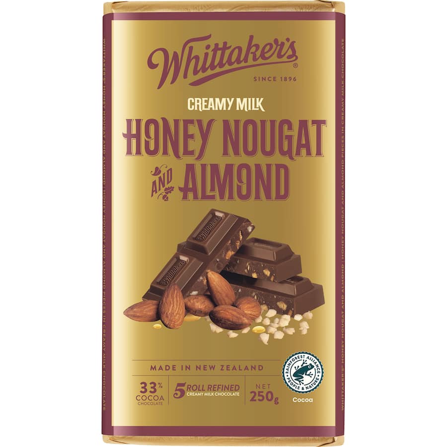 Whittakers Chocolate Honey Nougat & Almond Block 250g