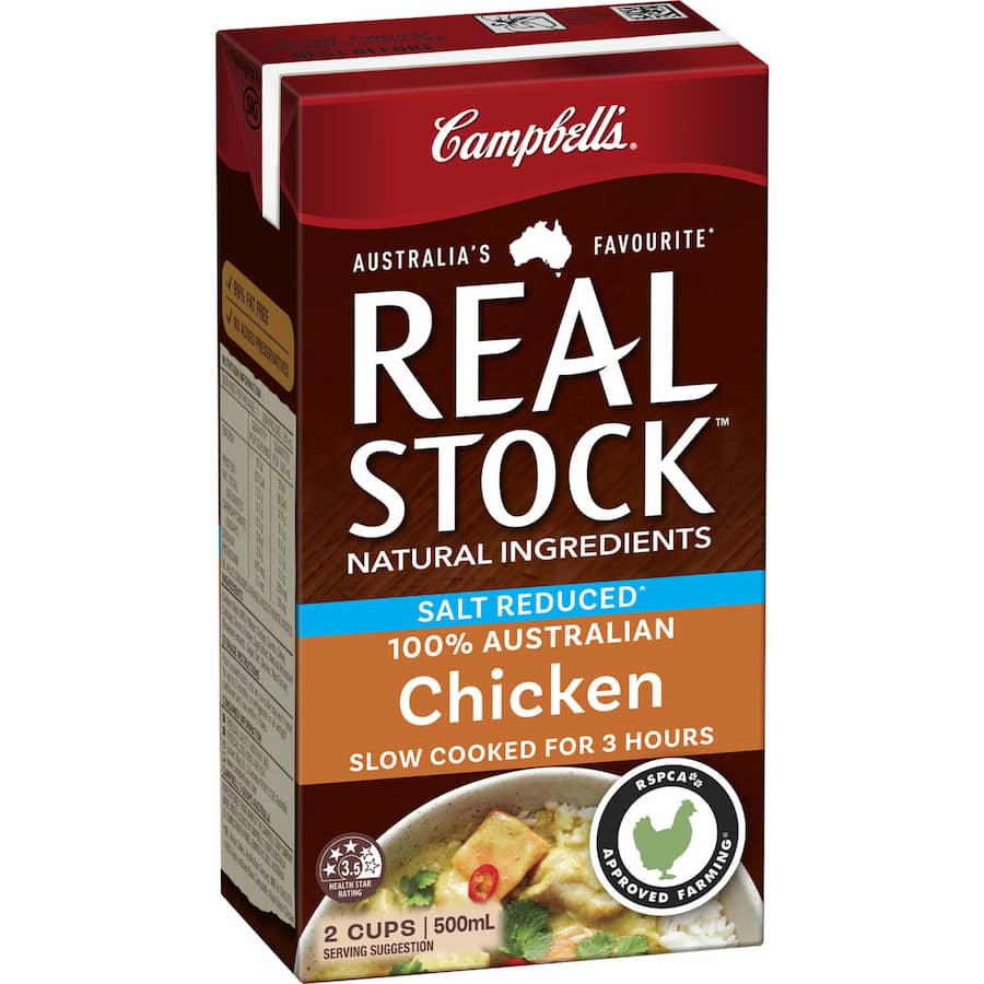 Campbells Real Stock Chicken Stock Liquid Reduced Salt Carton 500mL