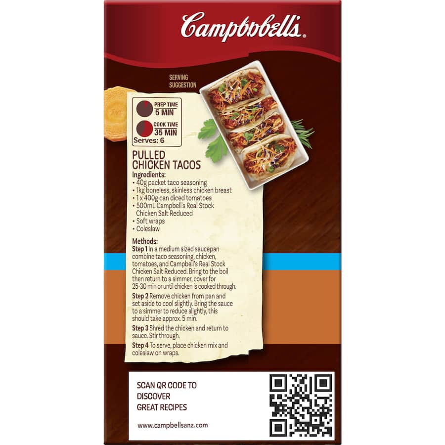 Campbells Real Stock Chicken Stock Liquid Reduced Salt Carton 500mL