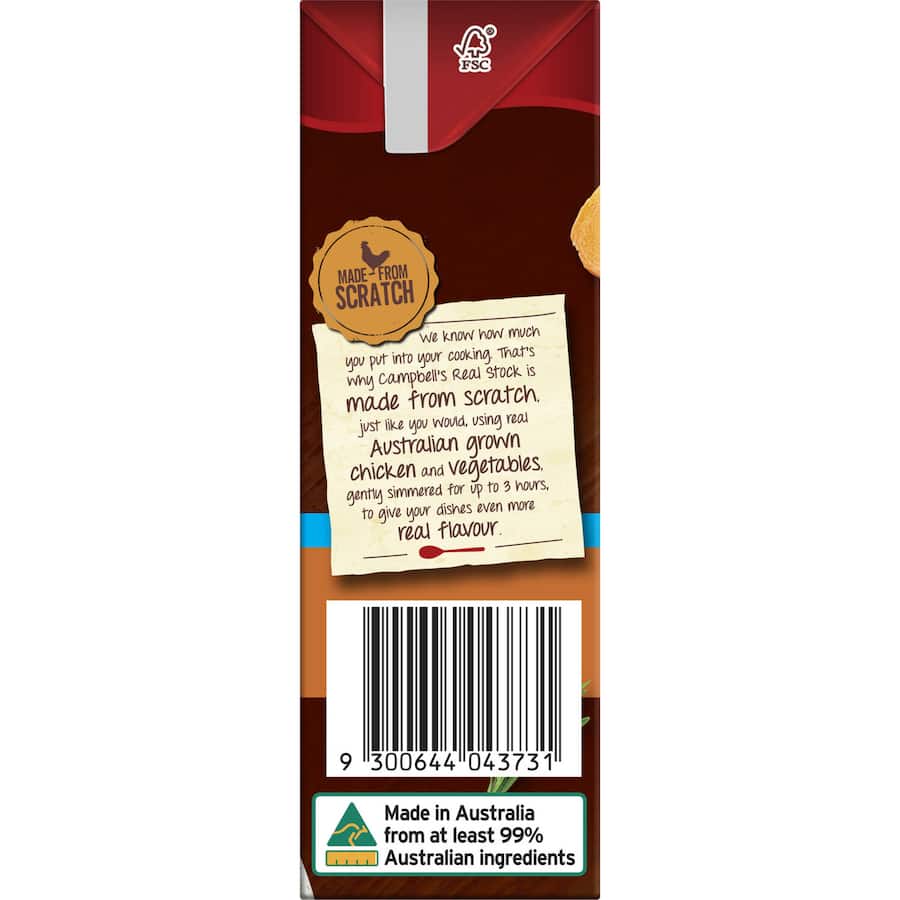 Campbells Real Stock Chicken Stock Liquid Reduced Salt Carton 500mL