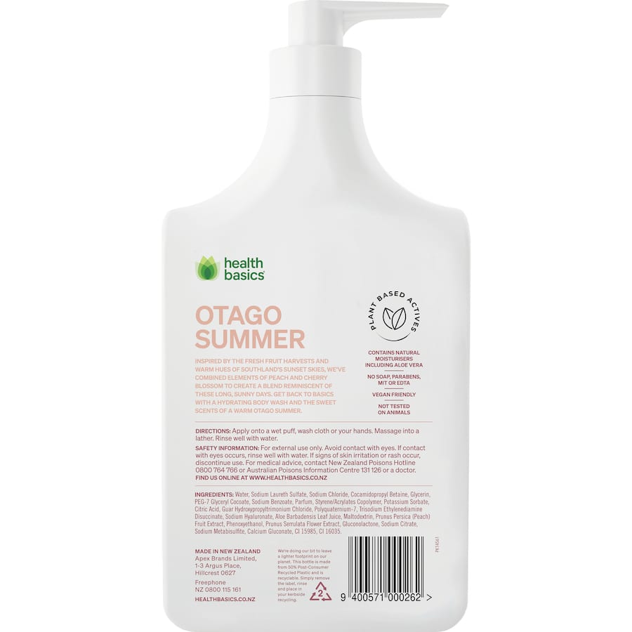 Health Basics Body Wash Otago Summer 950mL
