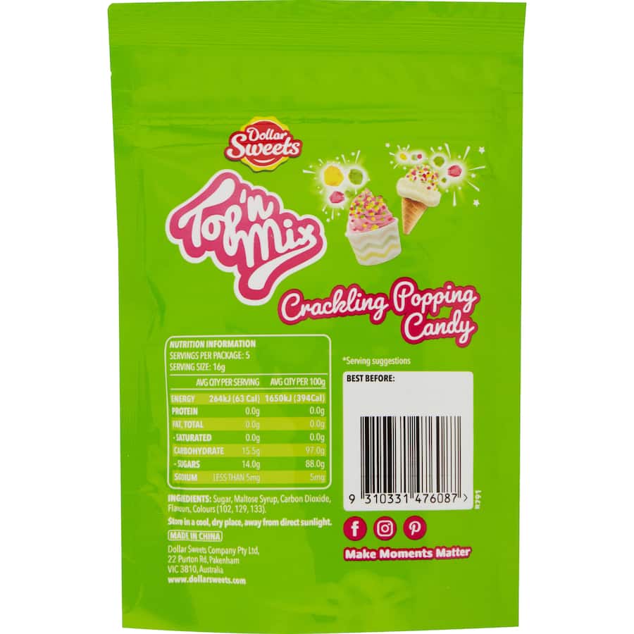 Dollar Sweets Topping Mix Crackling Popping Candy 80g