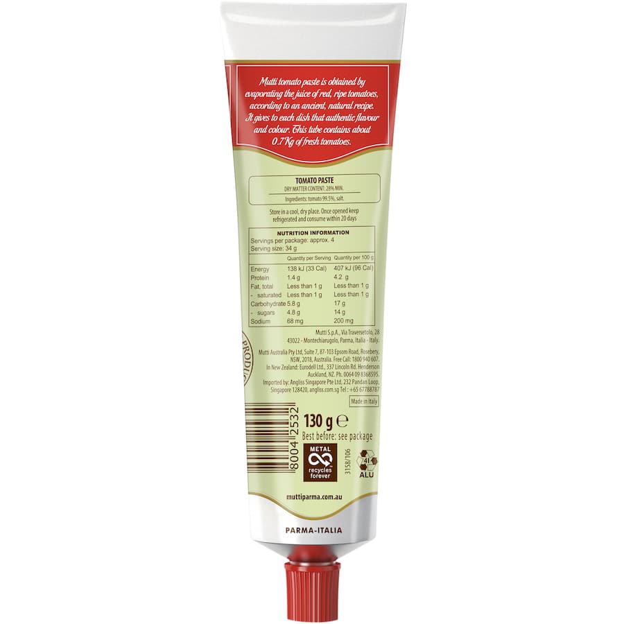 Mutti Tomato Paste Double Concentrate Tube 130g