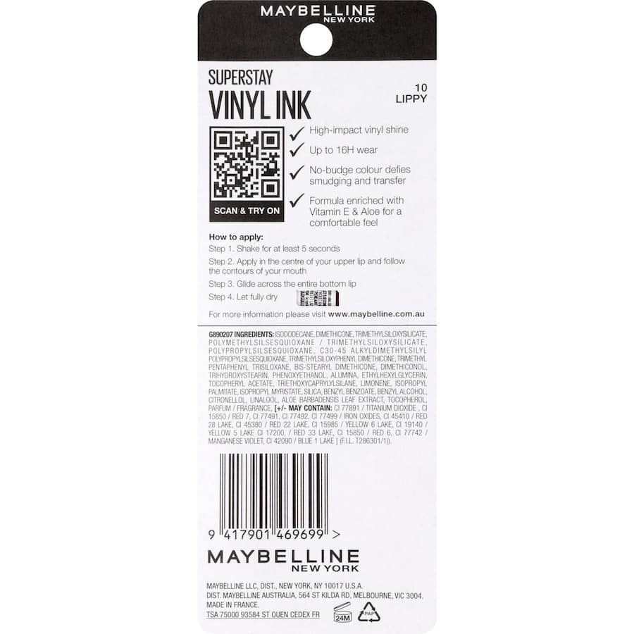 Maybelline Superstay Lip Colour Vinyl Ink Lippy