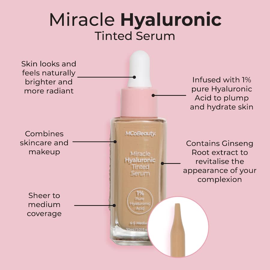 Mcobeauty Miracle Hyaluronic Tinted Facial Serum Light Medium 30mL
