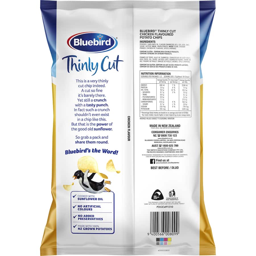 Bluebird Thin Cut Chips Chicken 140g