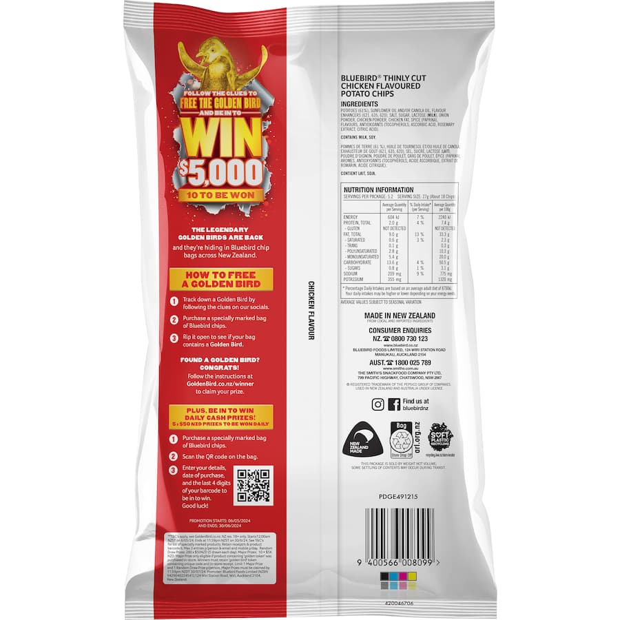 Bluebird Thin Cut Chips Chicken 140g