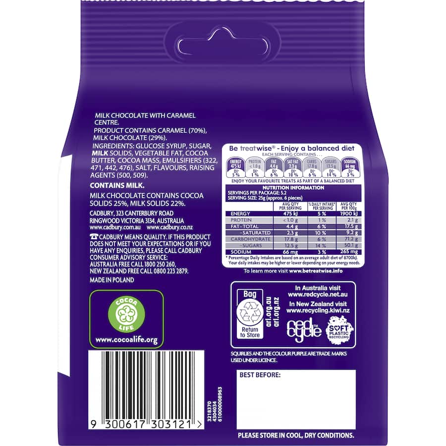 Cadbury Chocolate Sharepack Bites Curlywurly Squirlies 130g