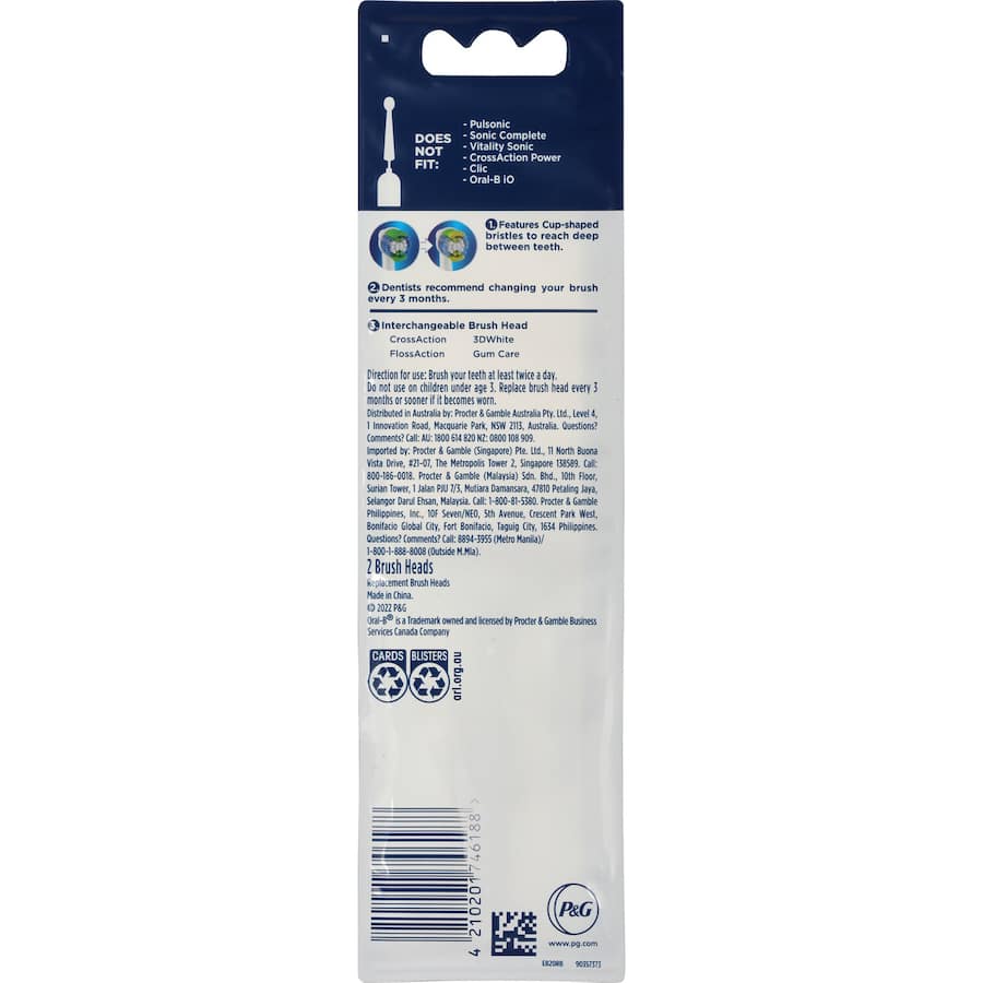 Oral B Electric Toothbrush Precision Clean Eb17 Refill 2pack