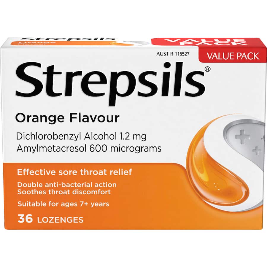 Strepsils Cough Throat Lozenges Soothing Relief Orange 36pack