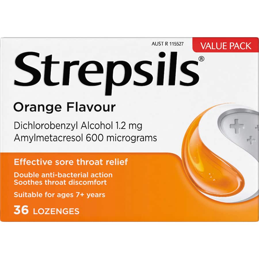 Strepsils Cough Throat Lozenges Soothing Relief Orange 36pack