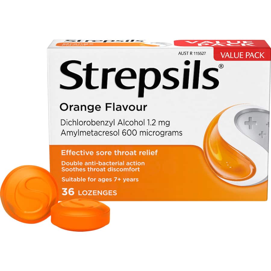 Strepsils Cough Throat Lozenges Soothing Relief Orange 36pack
