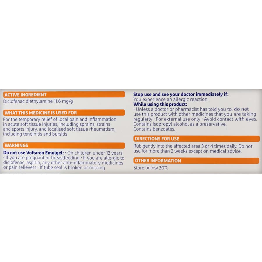 Voltaren Pain Relief Emulgel Muscle And Back 100g tube