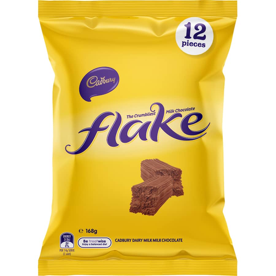 Cadbury Chocolate Sharepack Flake 168g bag 12pack