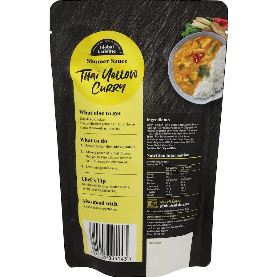 Global Cuisine Stir Through Meal Base Thai Yellow Curry Sauce Pouch 390g