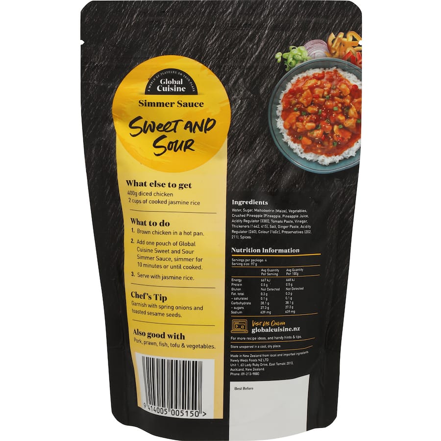 Global Cuisine Stir Through Meal Base Sweet & Sour Sauce Pouch 390g