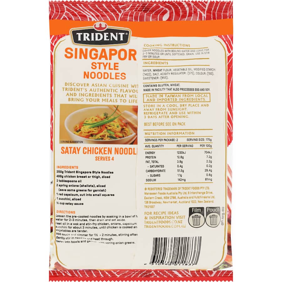 Trident Singapore Noodles Stir Fry Two Pack 350g