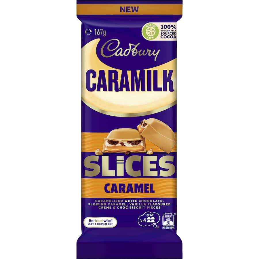 Cadbury Chocolate Caramilk Slices Caramel 167g