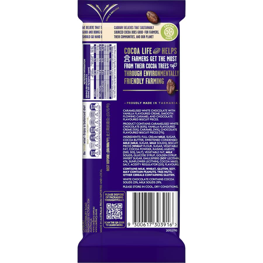 Cadbury Chocolate Caramilk Slices Caramel 167g