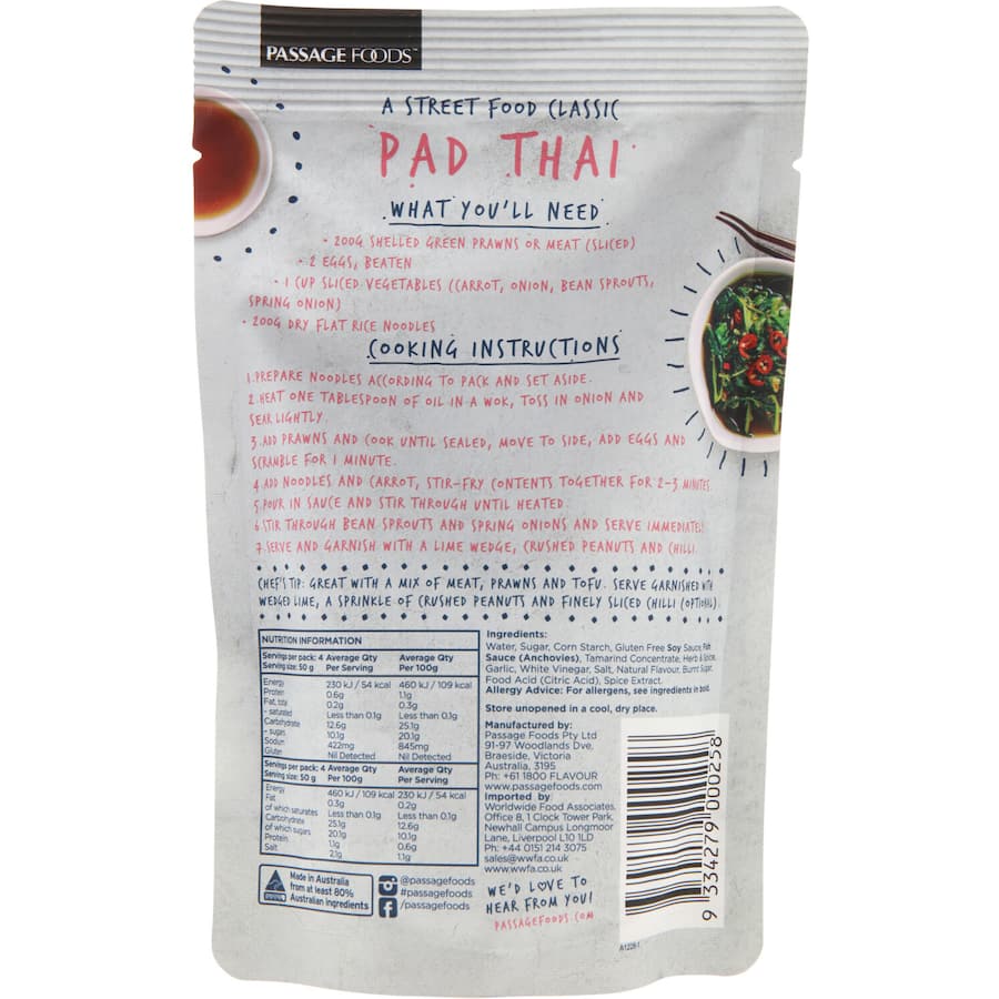 Passage To Asia Stir Fry Sauce Pad Thai Pouch 200g