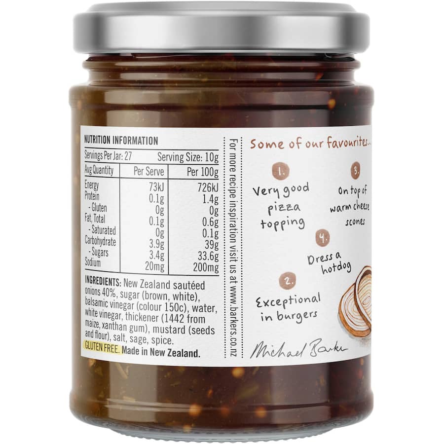 Barkers Chutney NZ Onion Marmalade 270g