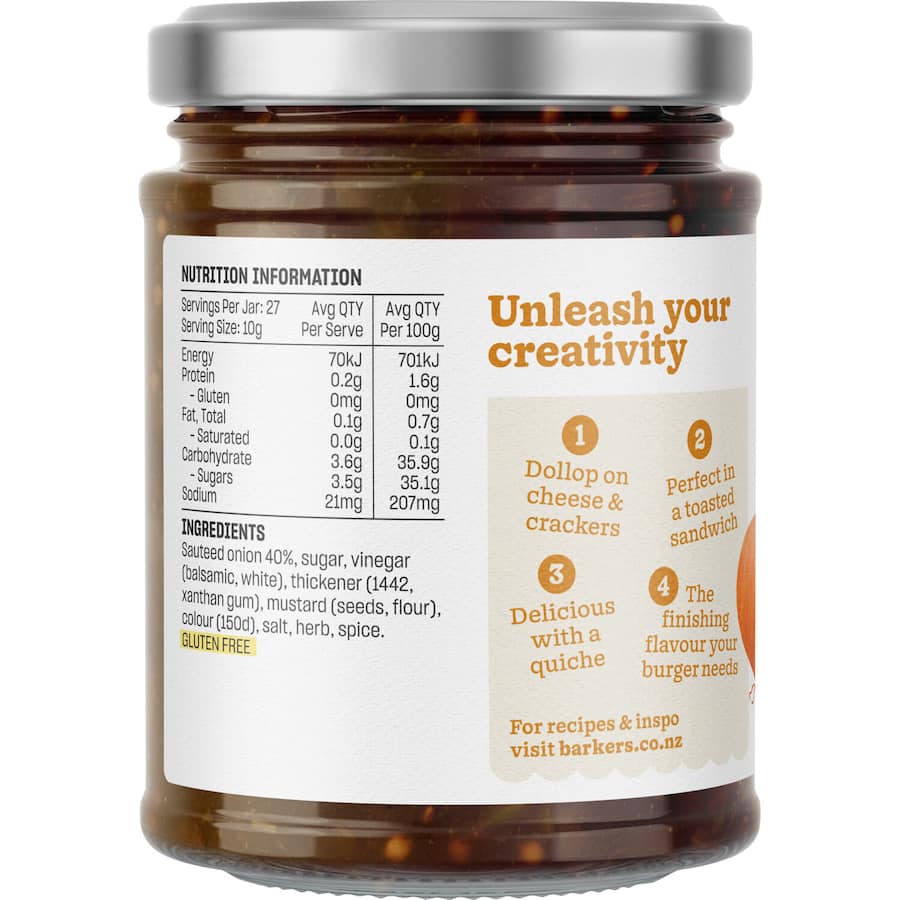 Barkers Chutney NZ Onion Marmalade 270g