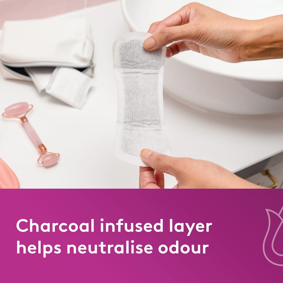 Poise Continence Liner Extra Long With Charcoal 20pack