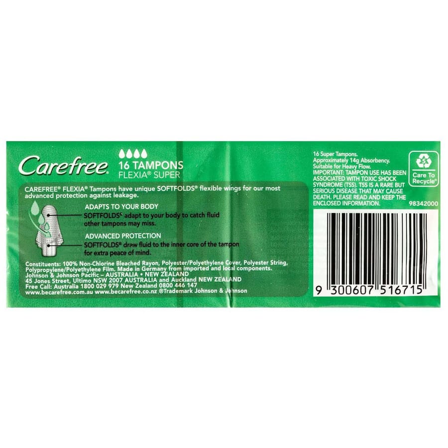 Carefree Flexia Tampons Super 16pack
